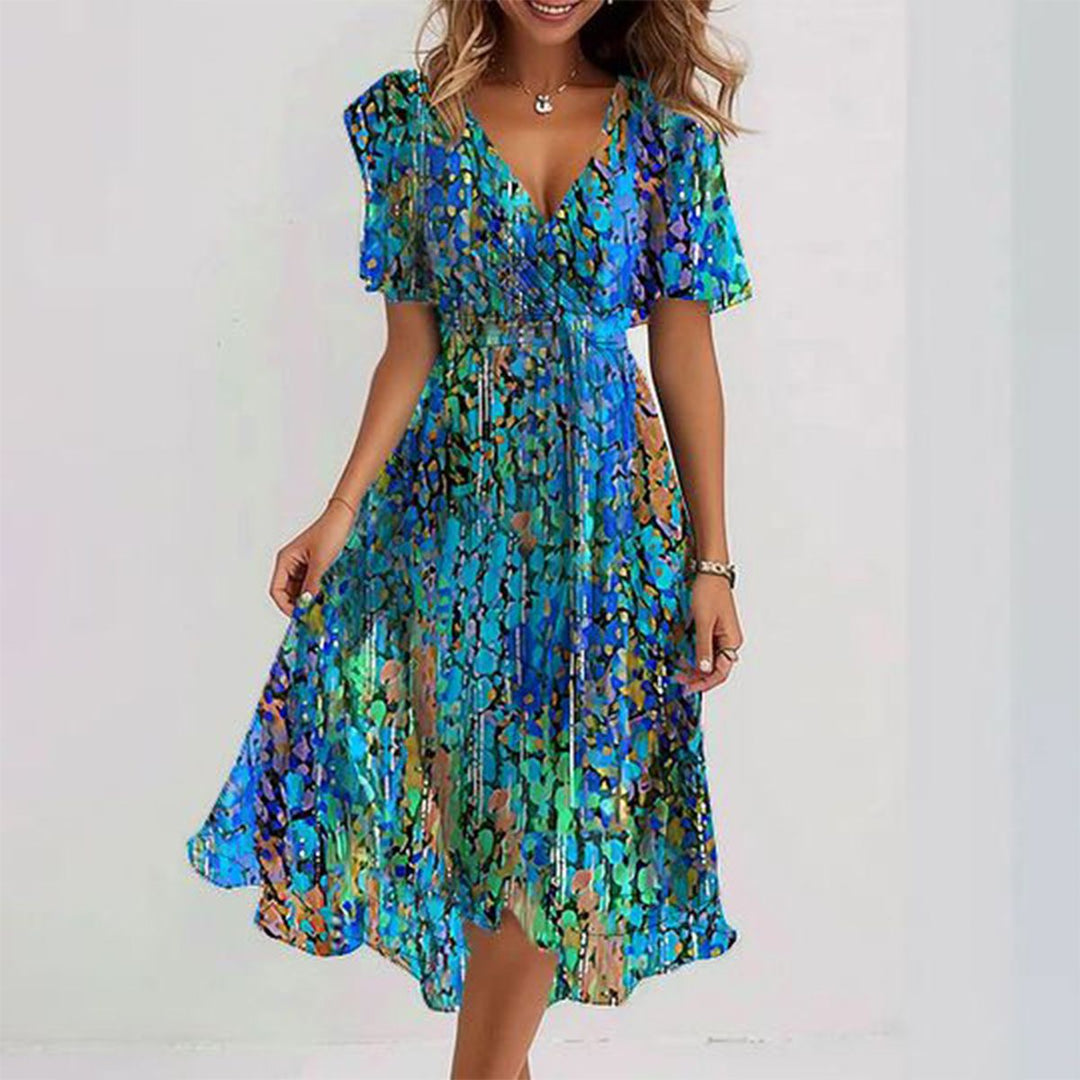 Damen-Midikleid mit abstraktem Print