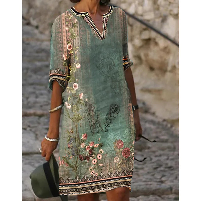 Damen Midikleid mit Blumenmuster