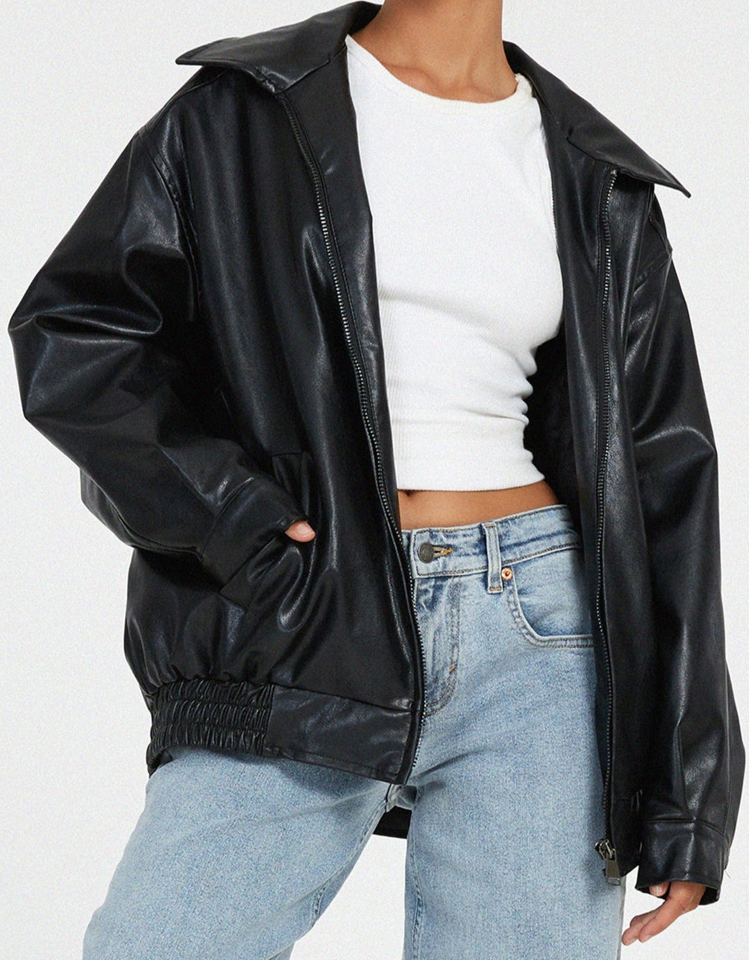 Lockere Lederjacke Für Damen | Winter