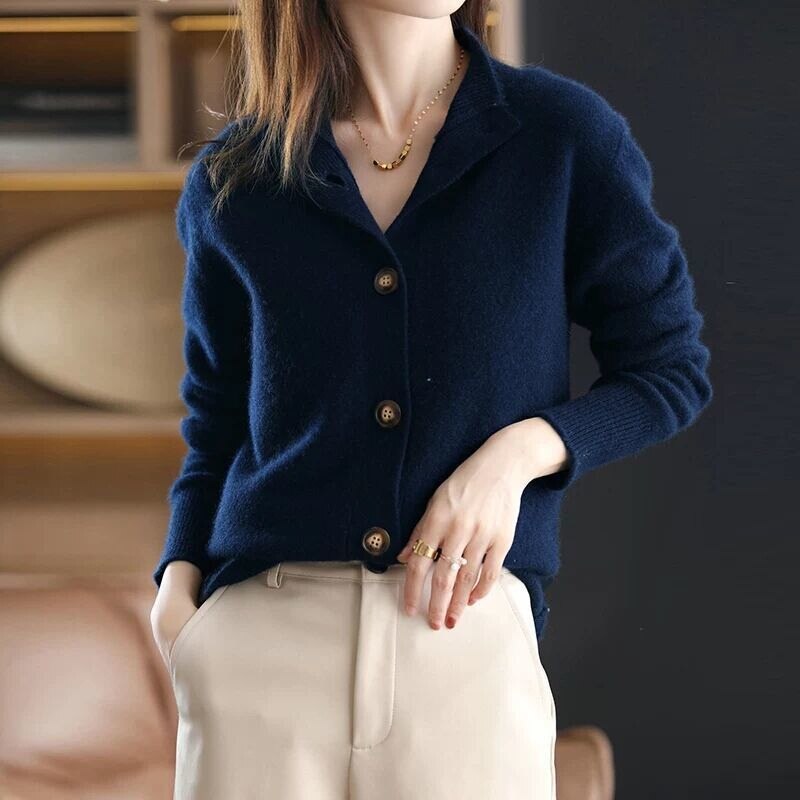 Damen Freizeit-Strickjacke Mit Knopfleiste | Gestrickt