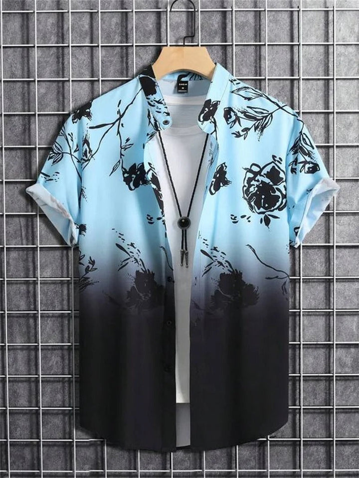 Herren Kurzarm-Hemd mit Knopfleiste und Print
