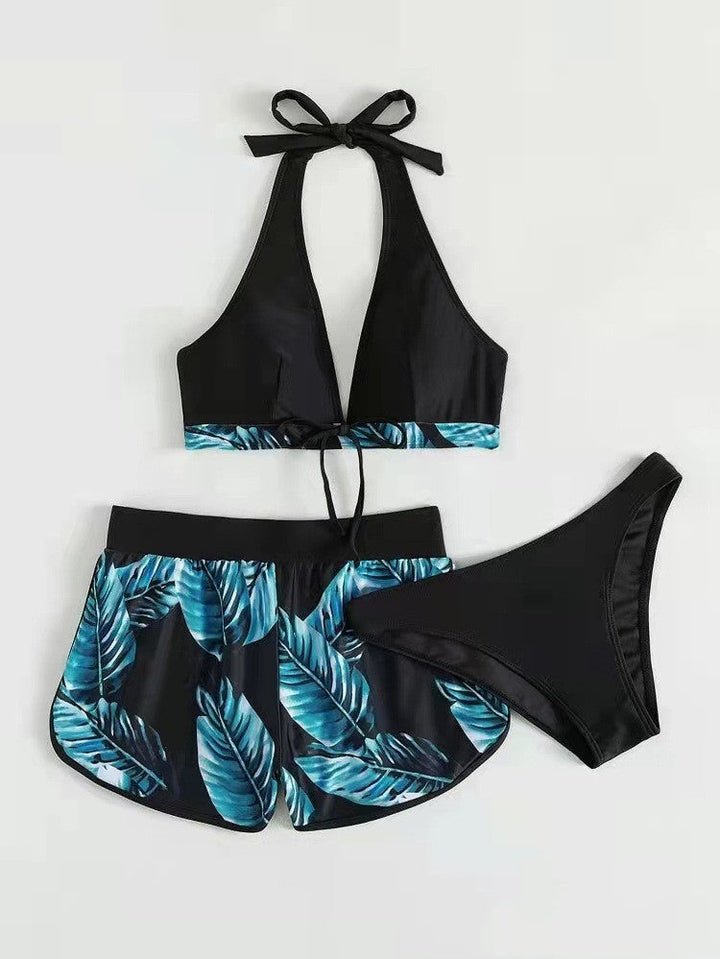 Damen Zweiteiler Bikini mit Haltertop und passendem Shorts