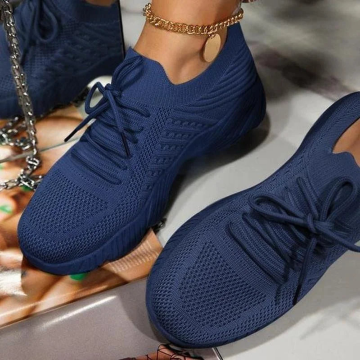 Damen Strick-Sneaker mit Schnürung