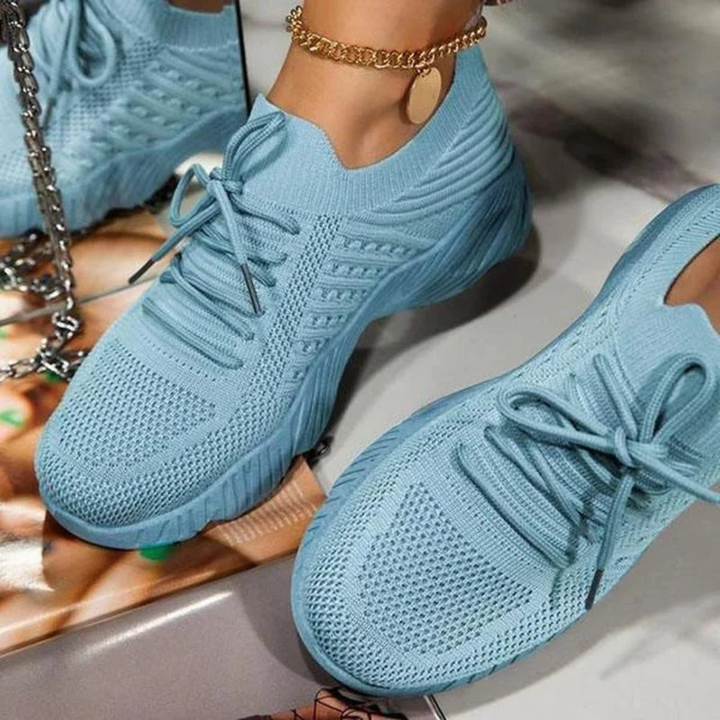 Damen Strick-Sneaker mit Schnürung