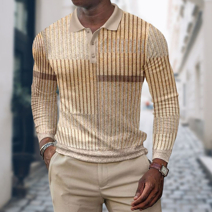 Herren-Langarm-Poloshirt mit Knopfleiste
