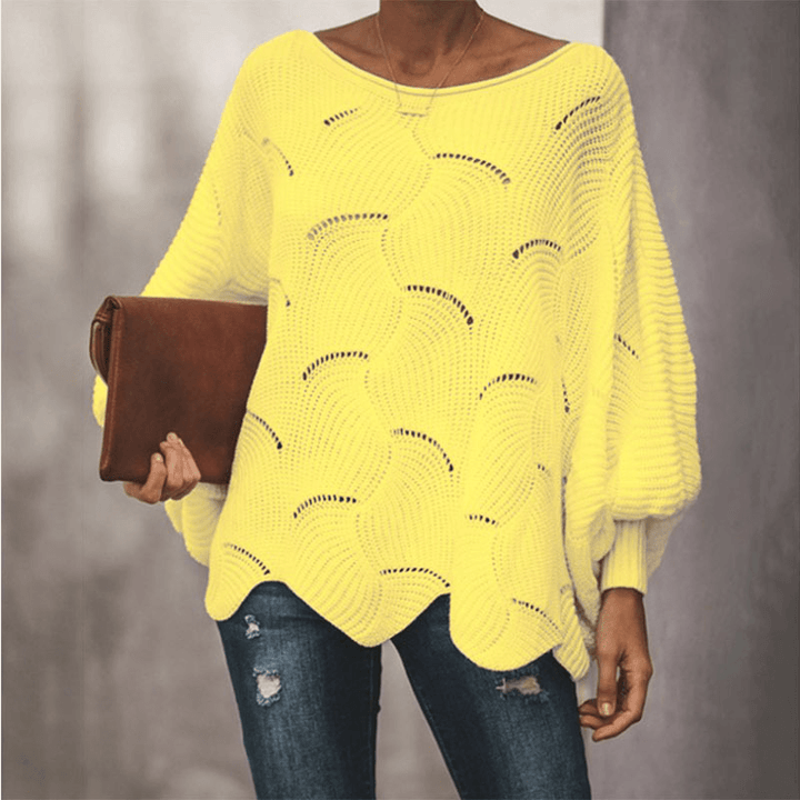 Damen Strickpullover mit Lochmuster
