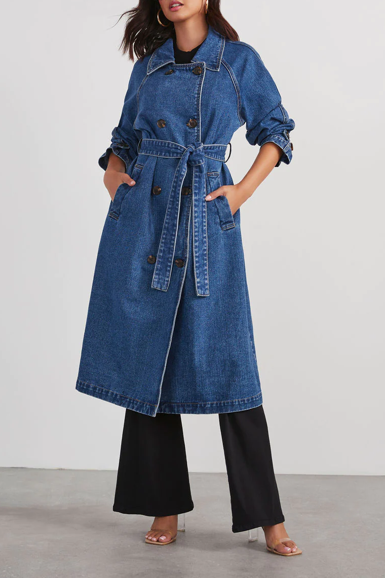 Jeans-Trenchcoat Für Damen | Lang