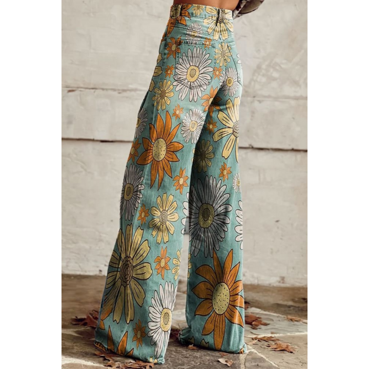 Damen Freizeitjeans Mit Weitem Bein | Geblümt