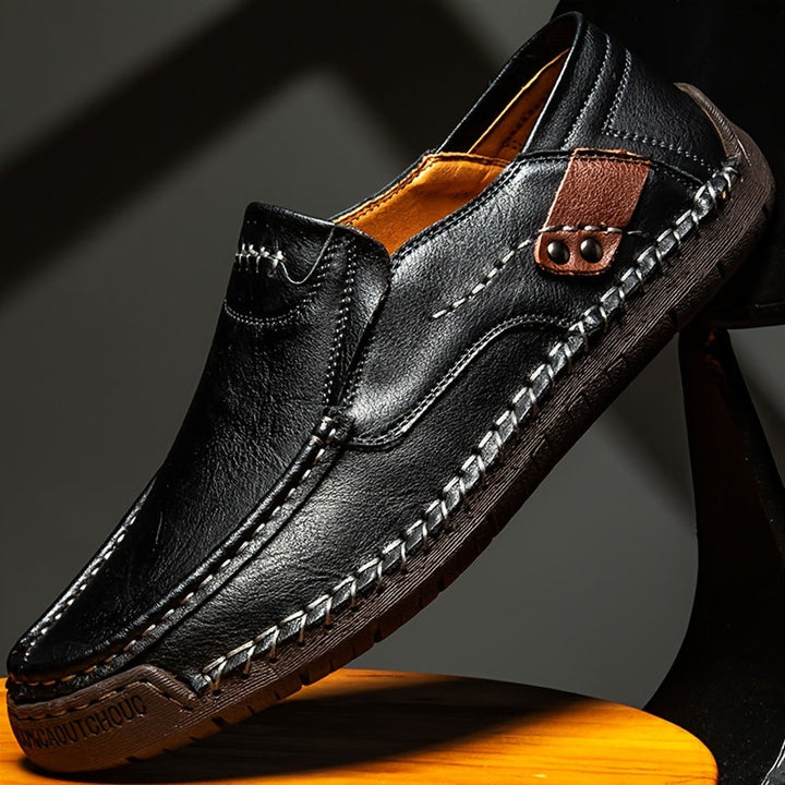 Herren Alle Jahreszeiten Veganem Leder Loafers mit Ziernaht-Design