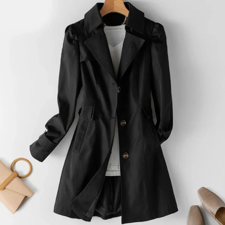Damen Stilvoller Winter Trenchcoat | Mit Kapuze