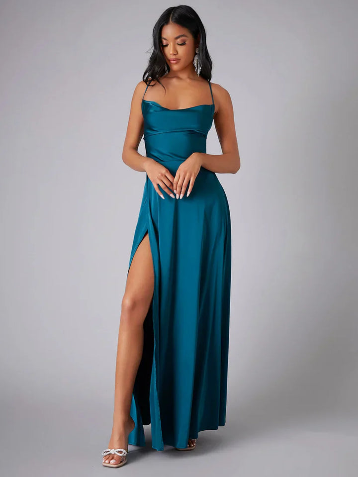 Damen-Maxi-Slipkleid mit gekreuzten Trägern