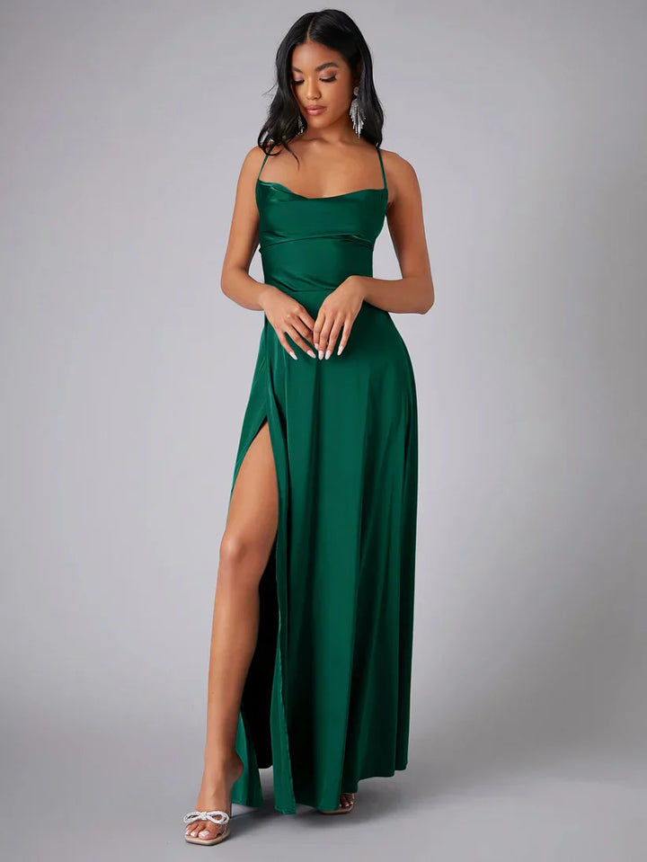 Damen-Maxi-Slipkleid mit gekreuzten Trägern