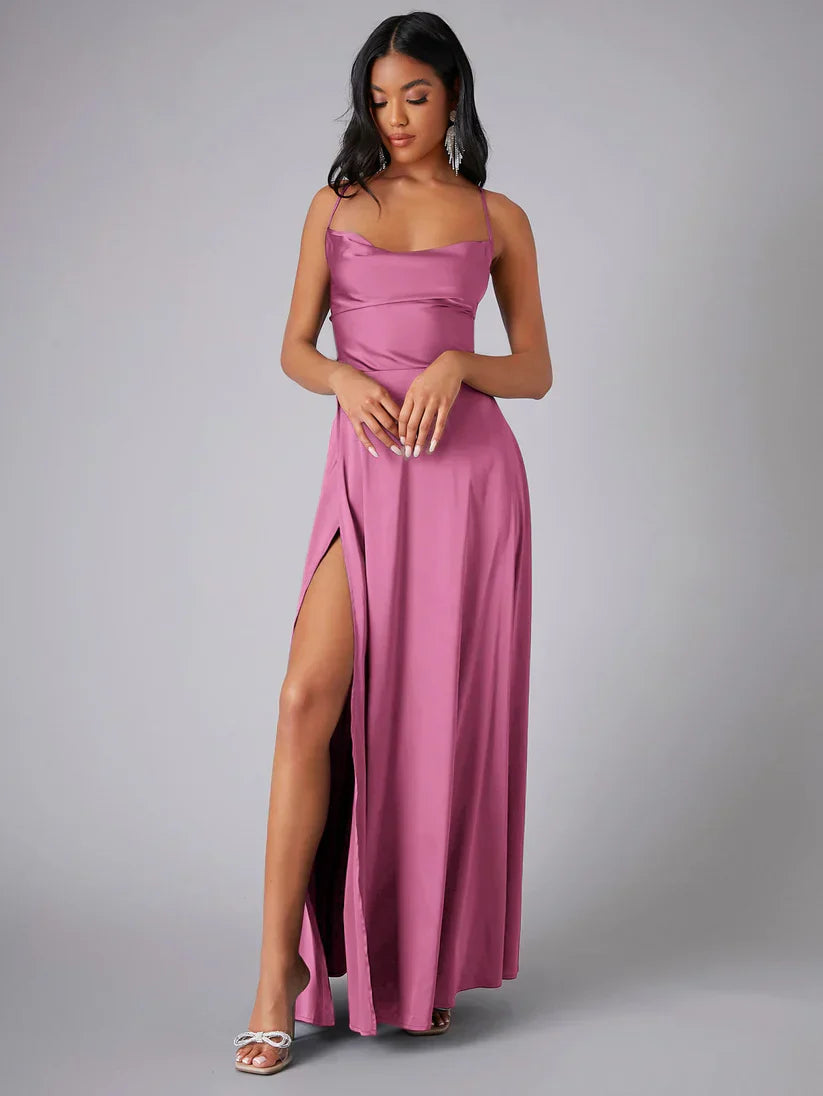 Damen-Maxi-Slipkleid mit gekreuzten Trägern