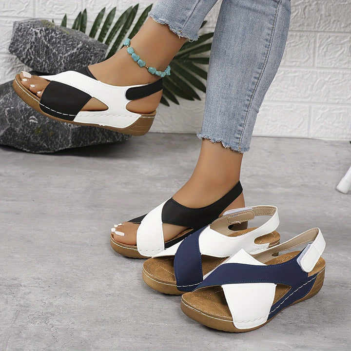 Damen Wedge-Sandalen mit Überkreuzten Riemen