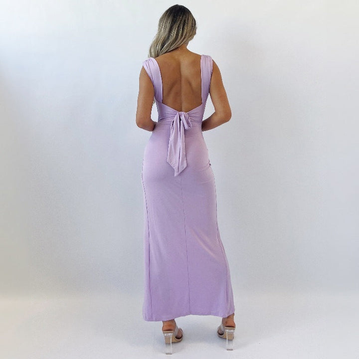 Damen Midi-Länge ärmelloses Kleid mit hohem Schlitz