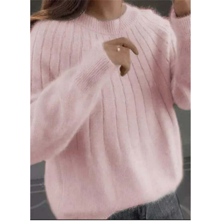Damen Gestrickter Pullover Mit Rundhalsausschnitt | Langarm