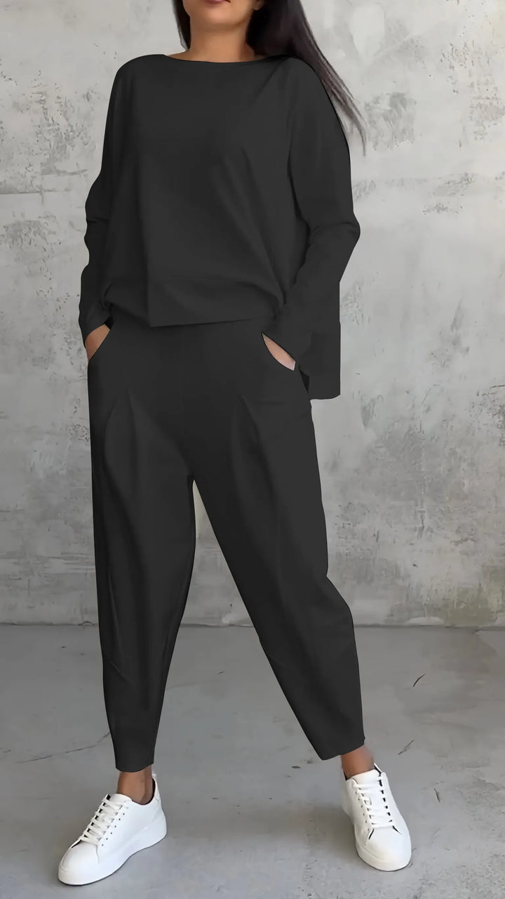 Loungewear-Set Aus T-Shirt Und Hose Für Damen | Langarm