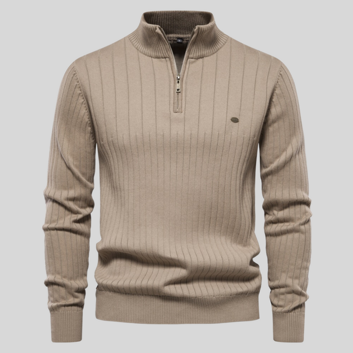 Herren-Strickpullover Mit Halbem Reißverschluss | Lange Ärmel