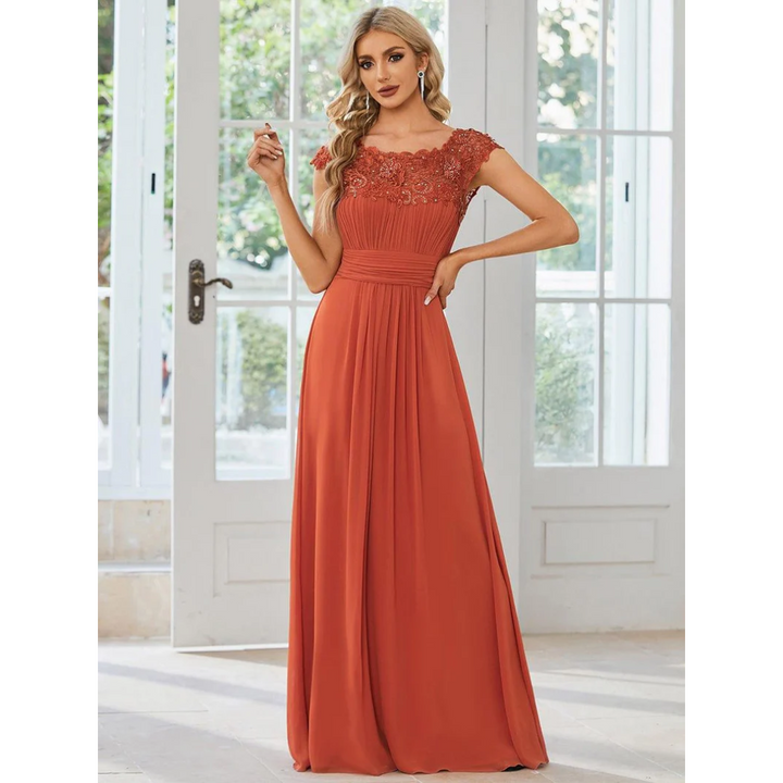 Damen Abendkleid Mit Rundhalsausschnitt | Maxi