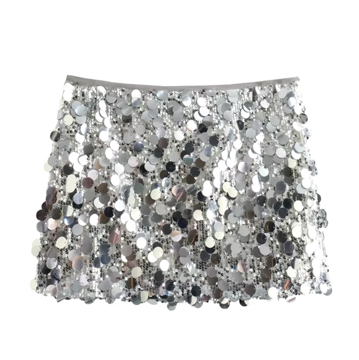 Damen Pailletten Minirock mit A-Linien-Design