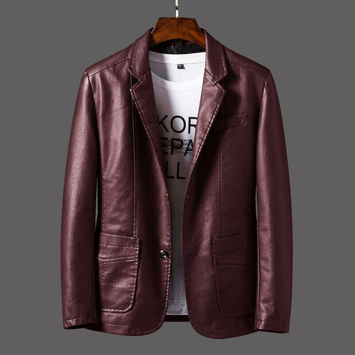 Herren Veganer Leder Jacke mit Taschen and Knöpfen