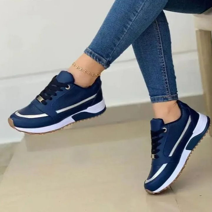 Damen Alle Jahreszeiten-Dicker Sohle Sneaker mit and Schnürung