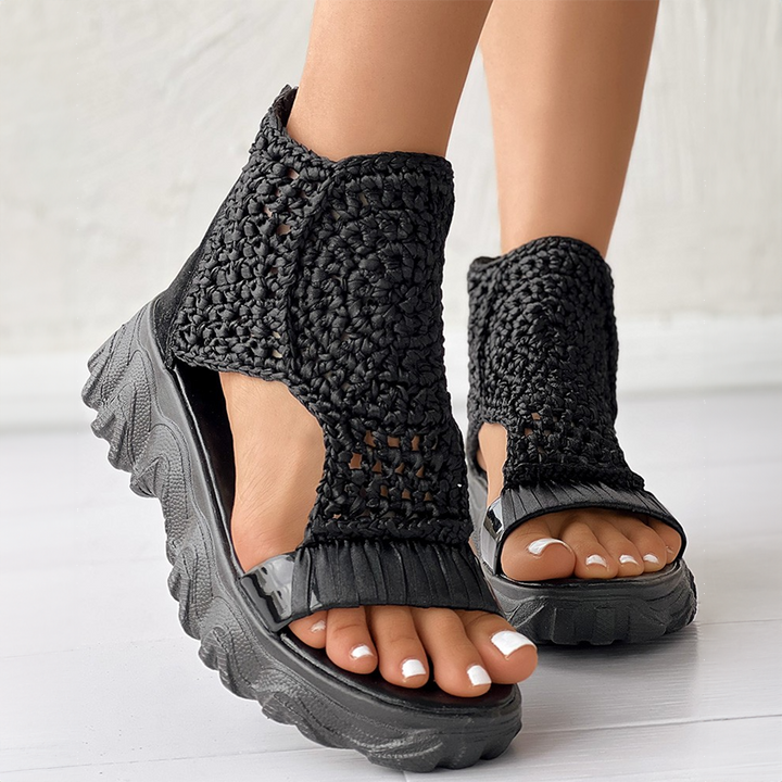 Damen Sandalen mit offener Zehenpartie und Chunky-Plateau-Sohle