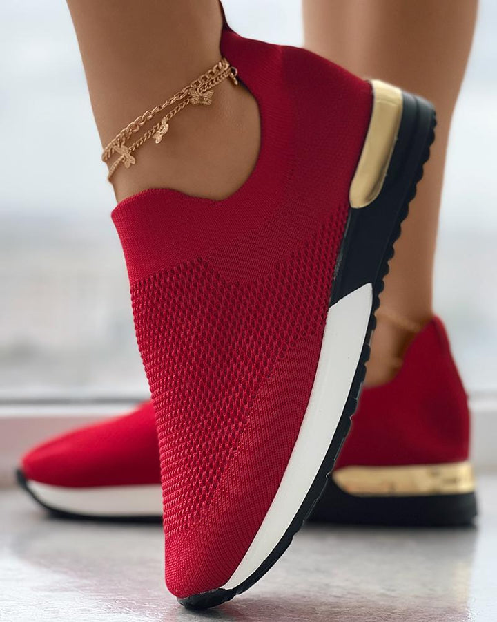 Damen Stricksneaker mit goldfarbenem Akzent
