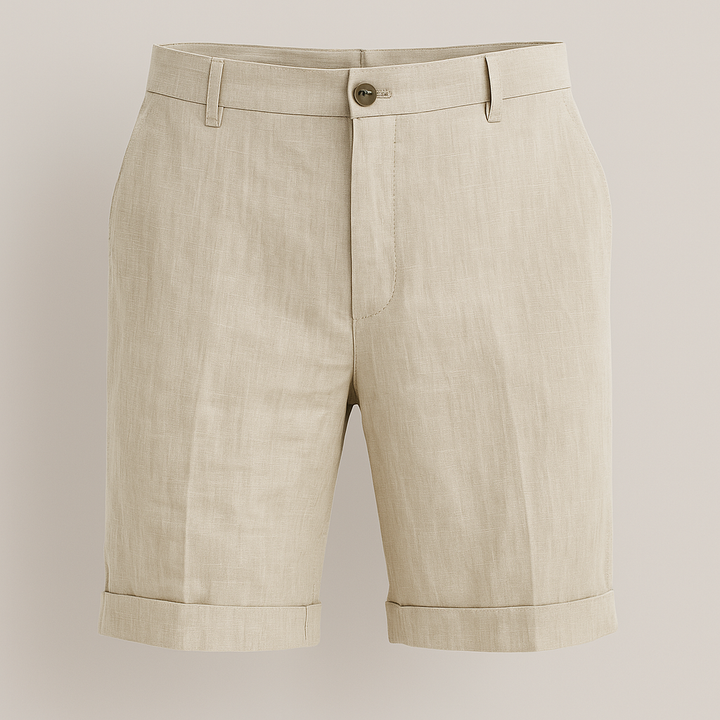 Herren shorts aus Leinen mit Knopfverschluss und Seitentaschen