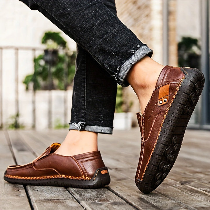 Herren Alle Jahreszeiten Veganem Leder Loafers mit Ziernaht-Design