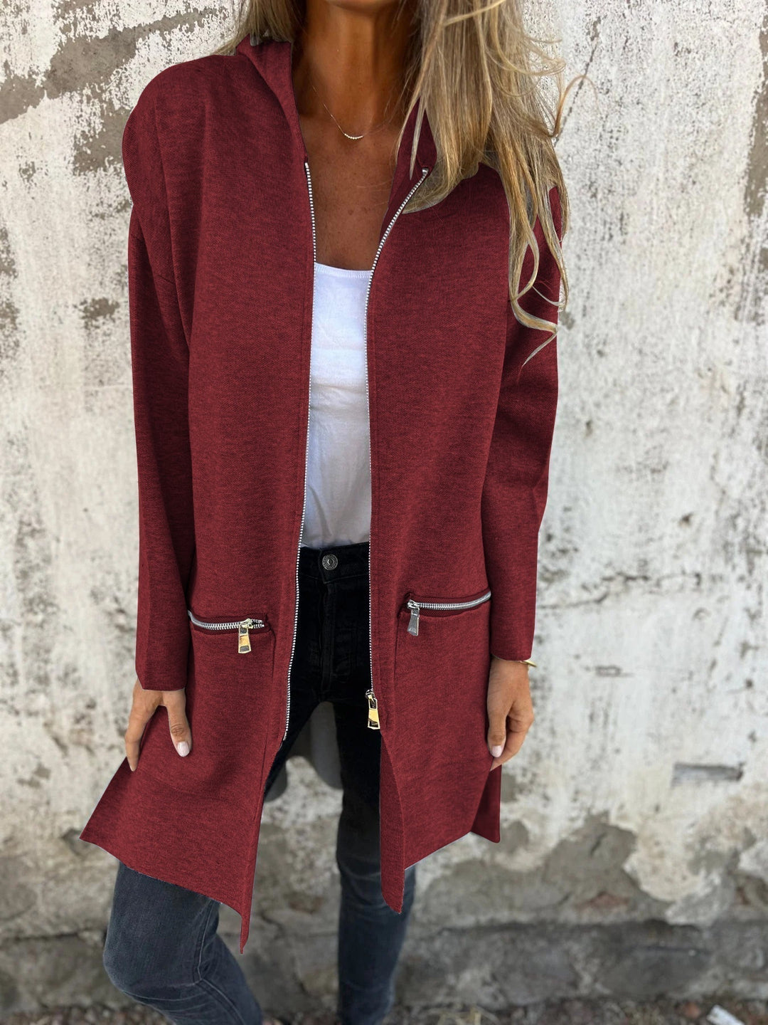 Damen Lange Strickjacke | Einfarbig