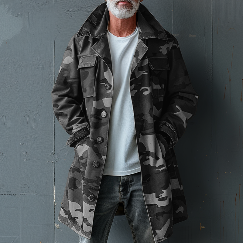 Langer Herrenmantel Mit Taschen | Winter