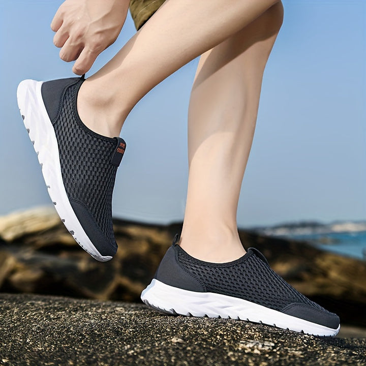 Herren Mesh-Slip-On-Sneaker mit Dicker Sohle