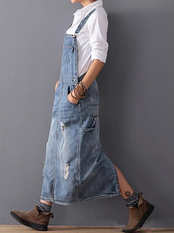 Denim-Midi-Overallkleid für Damen