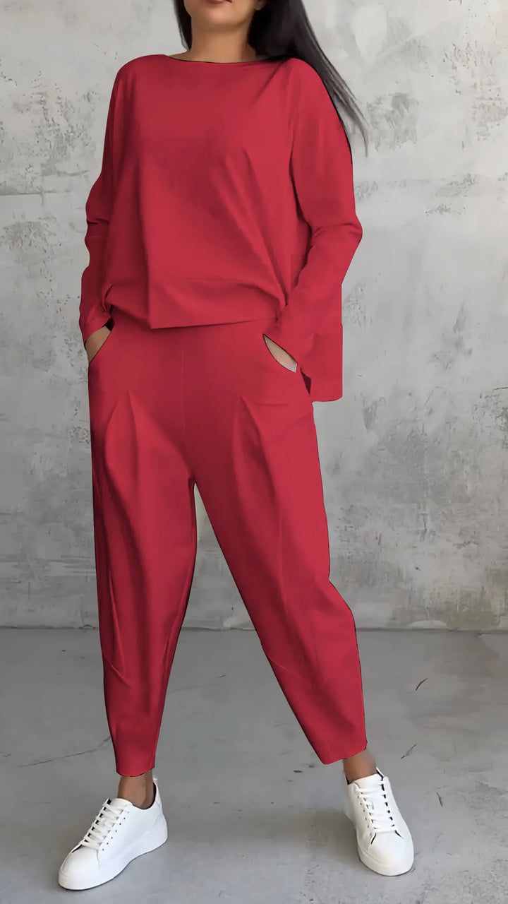 Loungewear-Set Aus T-Shirt Und Hose Für Damen | Langarm