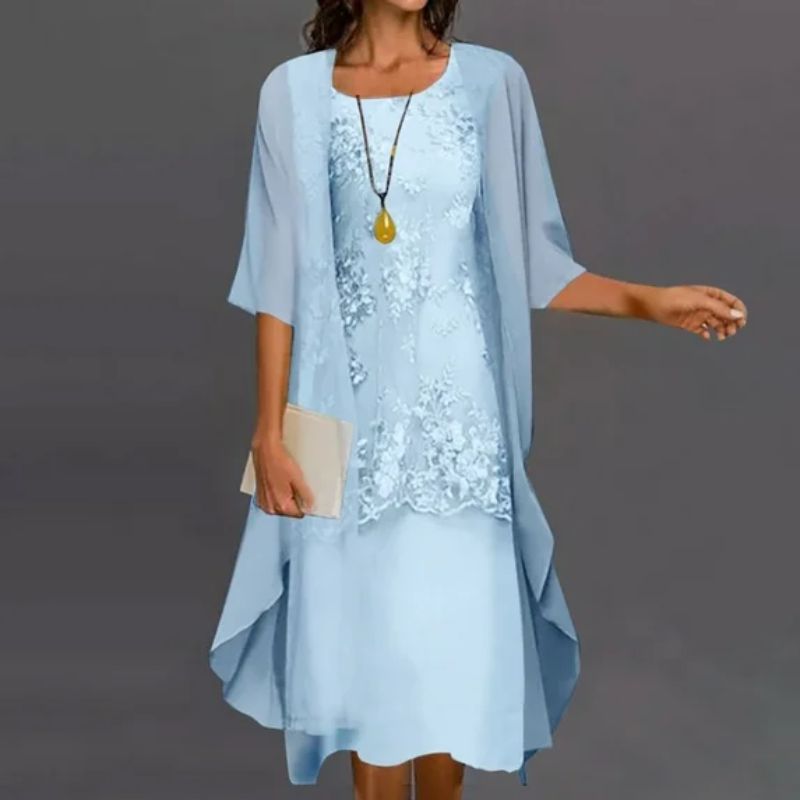 Damen Zweiteiliges Abendkleid Mit Blumenmuster | Mini