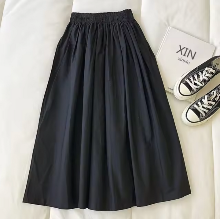 Damen-Midi-Rock mit gesammeltem Taillenband