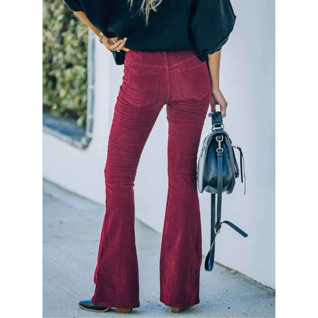 Damen Cord Jeans Mit Weitem Bein | High Waist