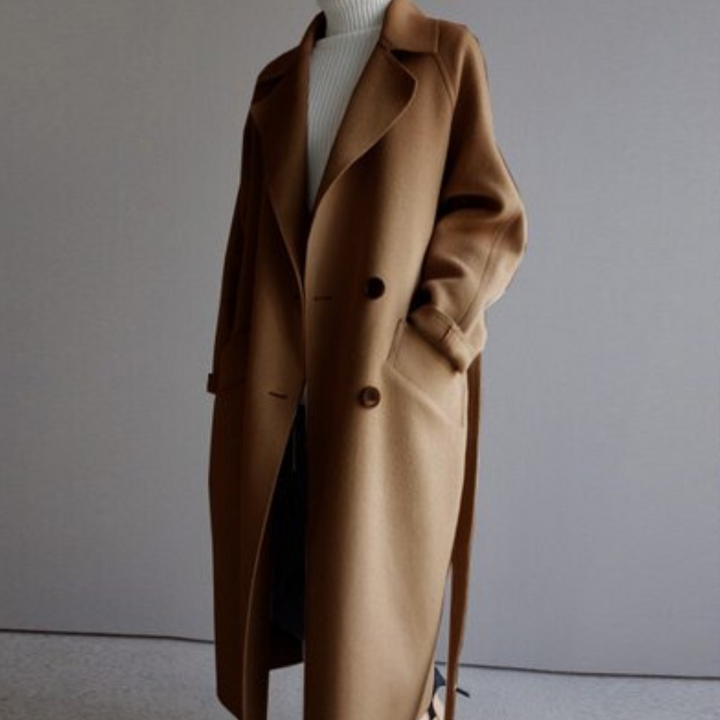 Damen Langer Trenchcoat | Taillengürtel