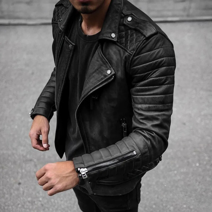 Herren Stilvolle Lederjacke | Langarm
