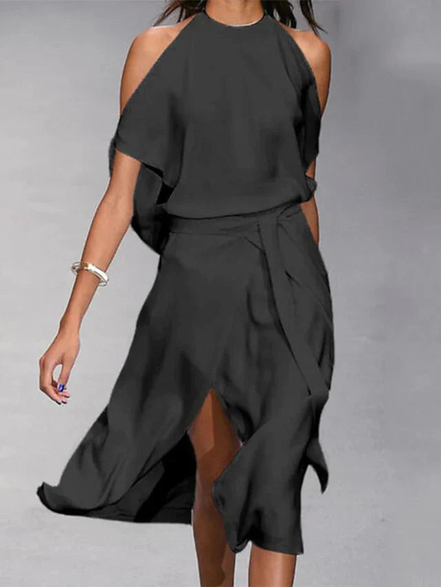Damen Midikleid mit Neckholder-Ausschnitt
