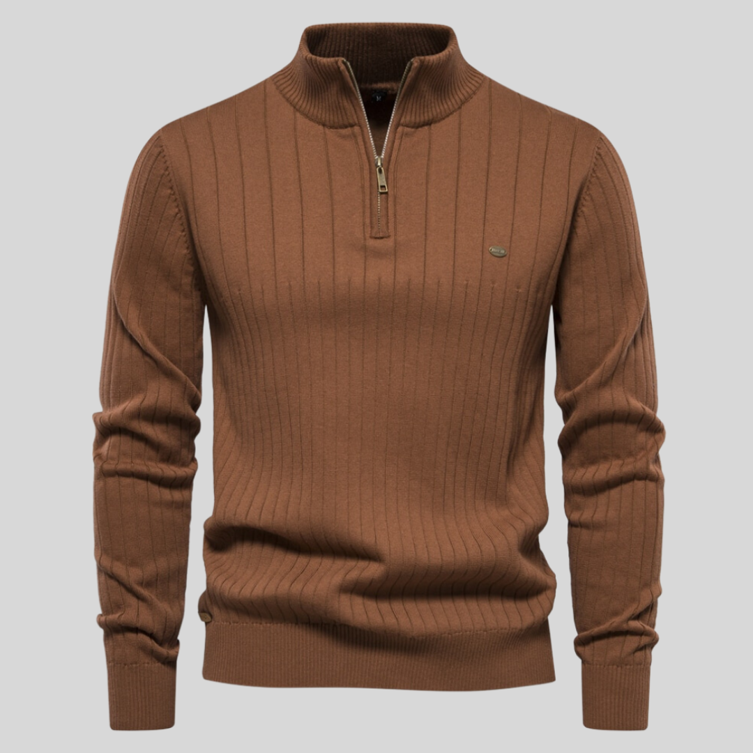 Herren-Strickpullover Mit Halbem Reißverschluss | Lange Ärmel