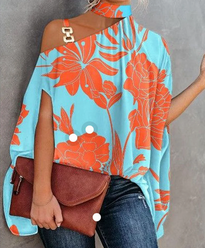 Gemusterte Bluse mit Cut-Out-Ausschnitt für Damen