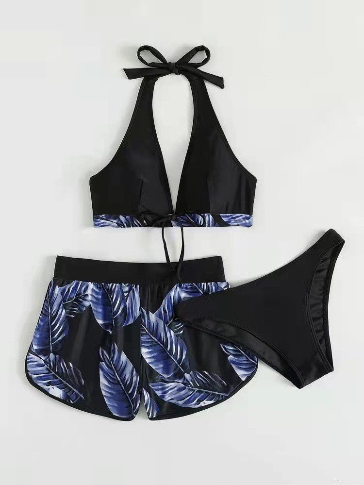 Damen Zweiteiler Bikini mit Haltertop und passendem Shorts