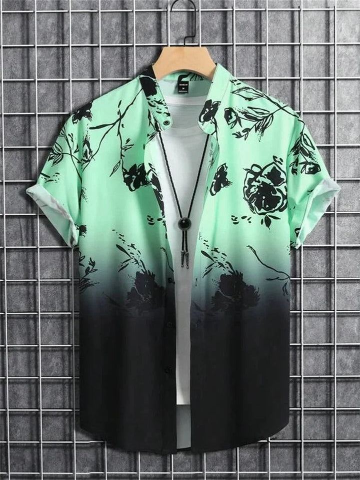 Herren Kurzarm-Hemd mit Knopfleiste und Print