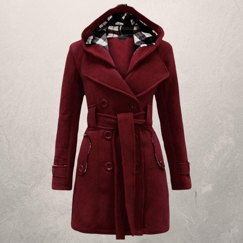 Damen Winter Zweireihiger Mantel | Mit Gürtel