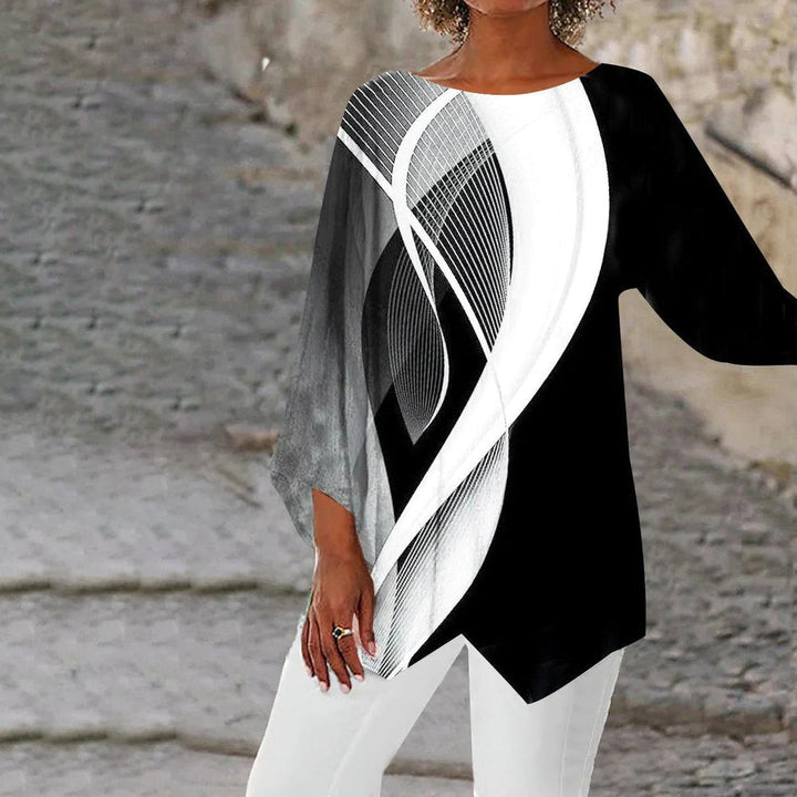 Damen Tunika-Bluse mit abstraktem Print