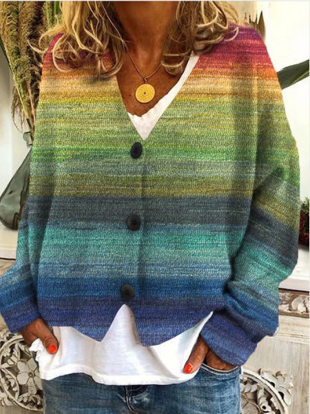 Damen Strickjacke Mit Knopfleiste | Mehrfarbig
