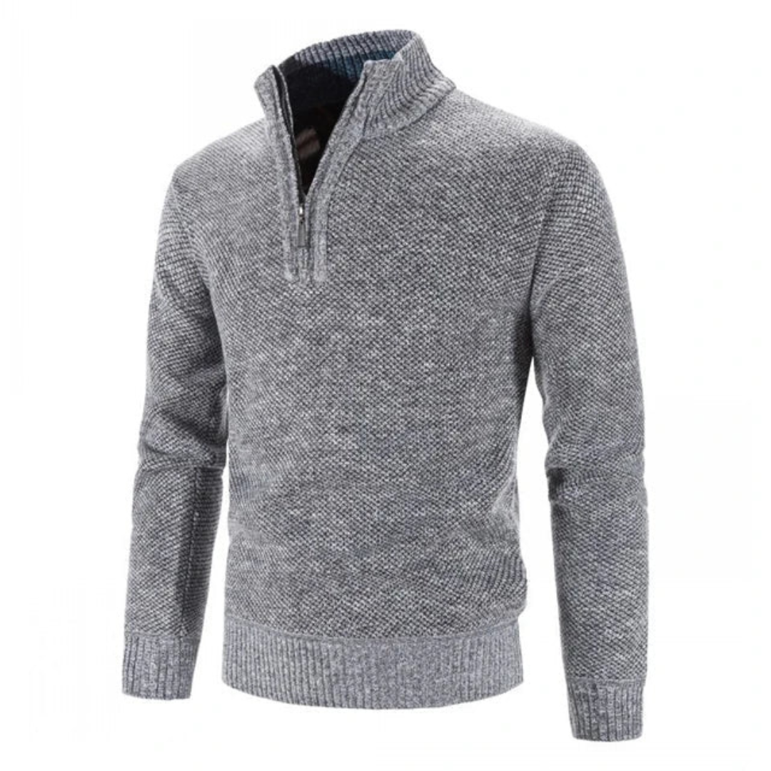 Herren Winter Strickpullover | Halber Reißverschluss