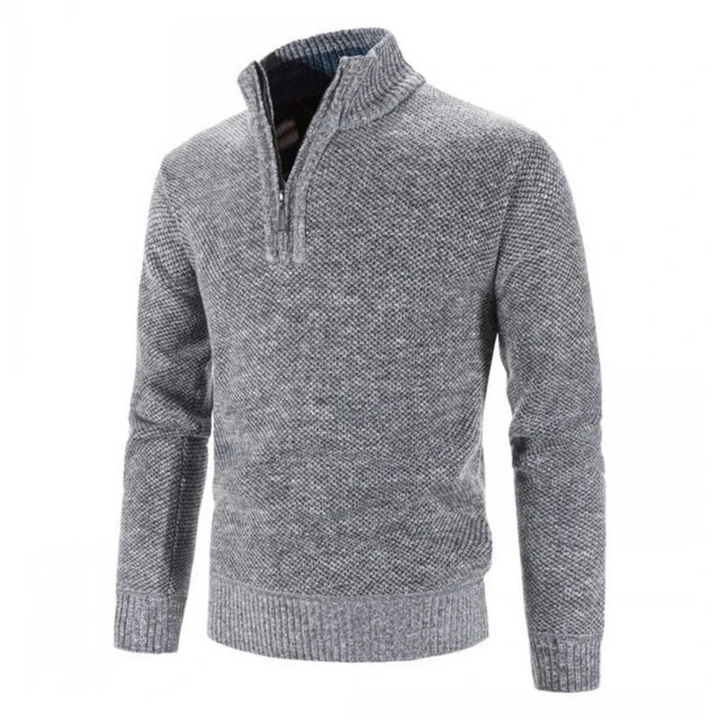 Herren Winter Strickpullover | Halber Reißverschluss